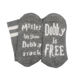 Inmeilifus Novelty Dobby Socks Funny Cotton Knitted Sox Cute Christmas Gift Stocking Stuffers (Grey)