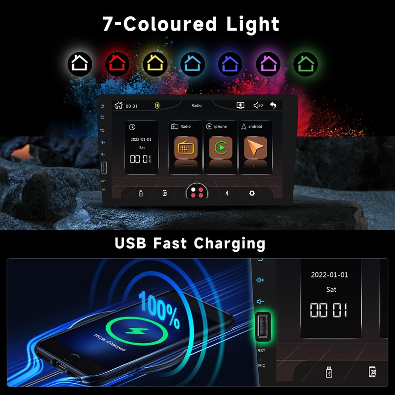 9 inch Single Din Car Stereo Touch Screen Wireless Carplay