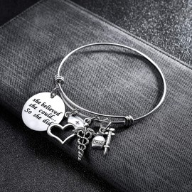 BESPMOSP Collection Nurse Bangle Bracelet She Believed She Could So She Did Nursing Graduation Birthday Gift (Nurse)