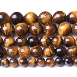 36 cuentas de piedras preciosas de ojo de tigre amarillo AAA de 10mm, cuentas naturales redondas sueltas de cristal con energía sanadora para hacer joyas, 1 hilo de 15 pulgadas (10mm, piedra de ojo de