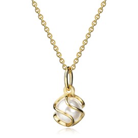 Xaana AMZ0540 Women's Pendant with Synthetic White Pearl 585 Gold with Gold-Plated Silver Chain 42/45 cm, Yellow Gold, Simulated pearl.