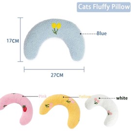 Zayejod 3PCS Pillow for Cat Head to Lay On,Cat Sleeping Pillow for Indoor Cats Bed Mat,Curved Soft Puppy Calming Pillow for Relief Sleeping Improve,Blue and White and Pink