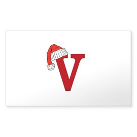CafePress Letter V Christmas Monogram Sticker Rectangle Bumper Sticker Car Decal