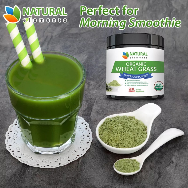 natural elements Wheatgrass Powder - USDA Certified Organic Wheat Grass