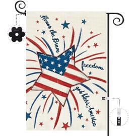 Baccessor Patriotic 4th of July Garden Flag 12.5 x 18 Inch Double Sided Burlap God Bless America Stars Freedom Memorial Day Small Yard Flag Holiday Seasonal Farmhouse Outdoor Outside Decoration