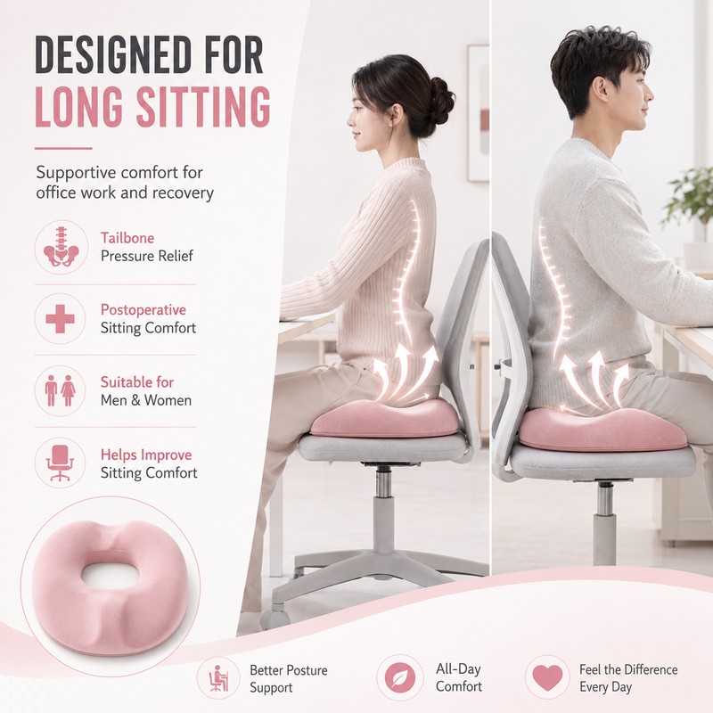 OKONOS Memory Foam Donut Seat Cushion Ergonomic Ring Pillow for