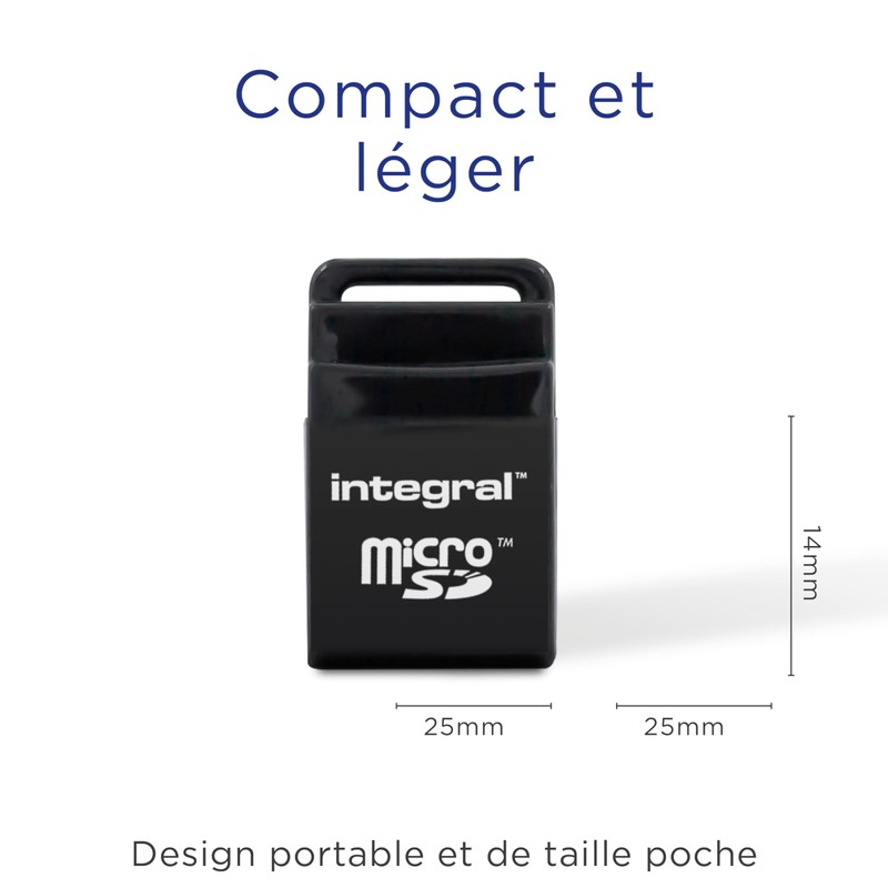 Integral Micro SD USB2.0 Memory Card Reader Adapter - Compact,
