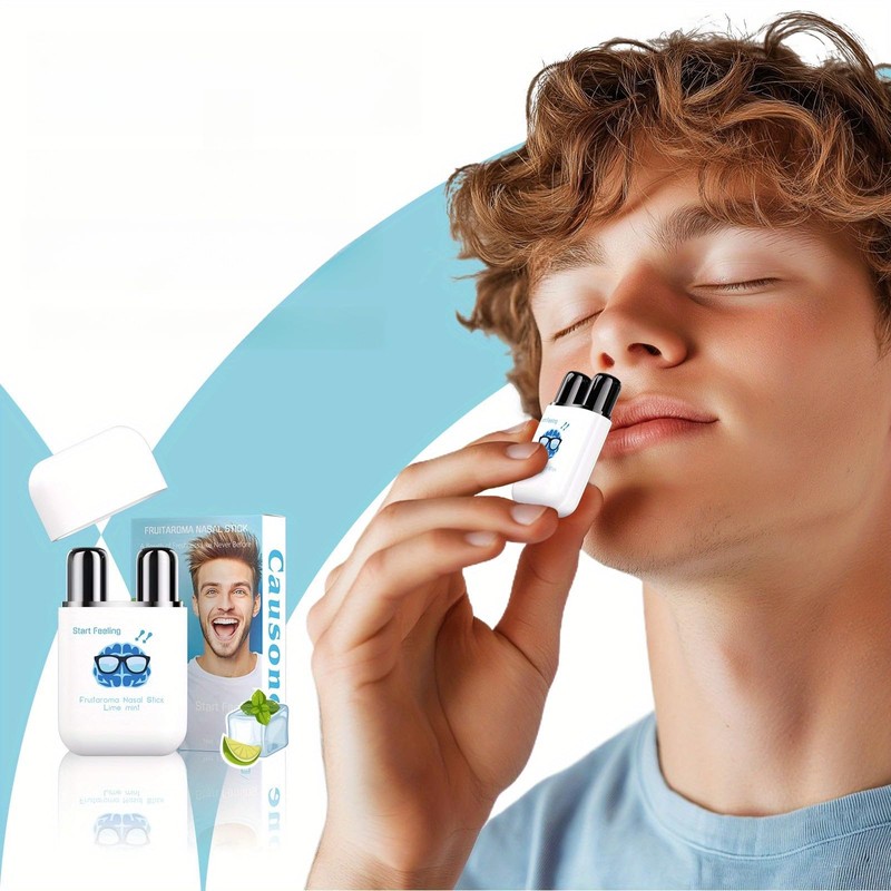 2 Pcs Dual Hole Mini Nasal Aroma Stick, Menthol Scent