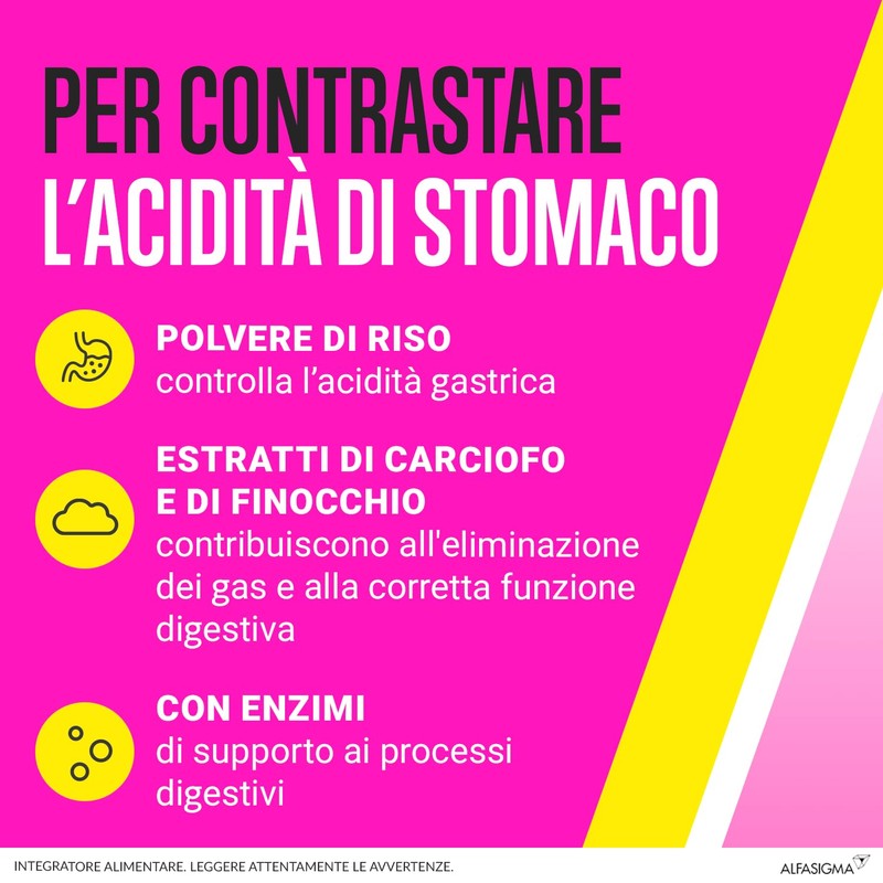 BIOCHETASI Acidità, Integratore Alimentare per Aiuto contro Pesantezza, Gonfiore e