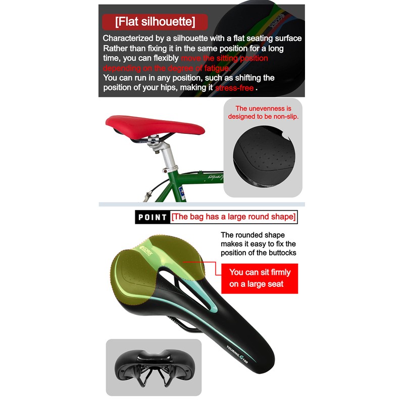 GORIX Bike Saddle Seat Comfortable Cushion with Rail Mountain Road