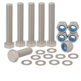 M10 x 90mm Hex Head Nuts and Bolts and Washers Set (5PK) A2 Stainless Steel, Fully Threaded Hex Head Cap Screws For Construction, Automotive, Machinery