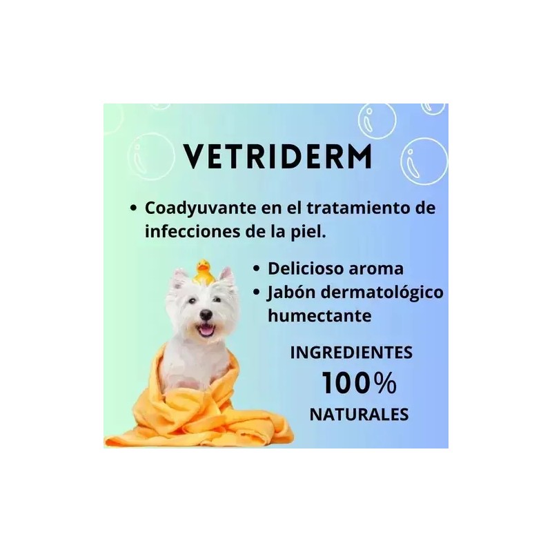 Vetriderm Jabón Dermatológico, Elanco, Para Perros (100gr)