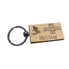 Ashton and Finch Wooden Skiing Keyring - Laser Engraved Keychain Gift