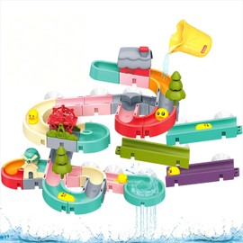 Children's Bath Toy, 62 Pieces Marble Run Bath Toy from 3 4 5 6 Years, DIY Marble Run Bath Toy with Suction Cups, Water Toy, Bath Fun Gift for Girls Boys from 3 Years