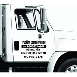 Custom Box Truck Door Vinyl Decals - Company Name & DOT Lettering Stickers for Large Fleet Trucks (Set of 2)