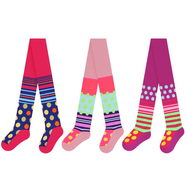 L&K-II Pack of 3 Tights for Girls Reinforced Cotton Children's