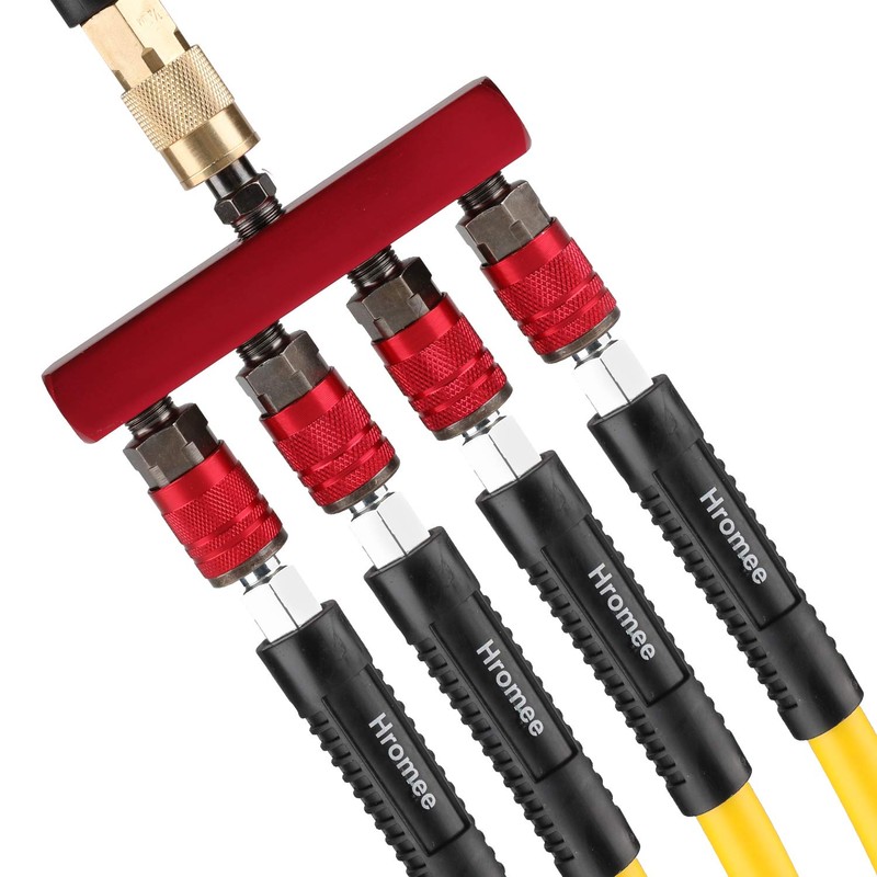 Hromee 4-Way Straight Air Manifold 5 Ports Aluminum Industrial Pneumatic