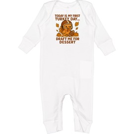 inktastic First Turkey Day Football Thanksgiving Baby Baby Romper Coveralls 12 Months White 467c0