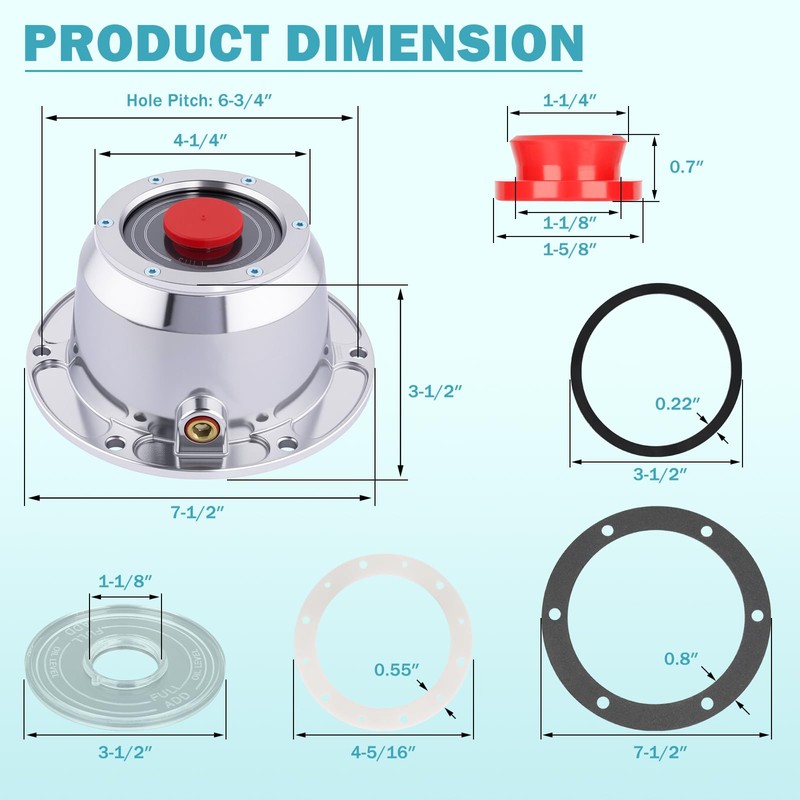 CheeMuii 4 Pack 343-4195 Trailer Hub Caps Kit 3434195 Aluminum