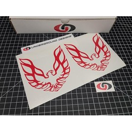 Firebird Decals (2pk) Retro Pillar Window Accent Stickers Fits Pontiac Trans Am Formula 350 LTX LSX Select Color: (Gloss Red)