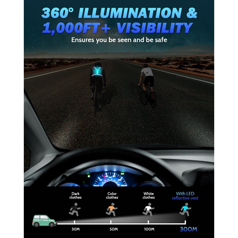 Fitense LED Reflective Running Vest with Phone Holder, 5 Colors
