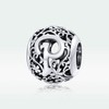 Shining Charm Letter Initial P Alphabet Beads Round Flower 925