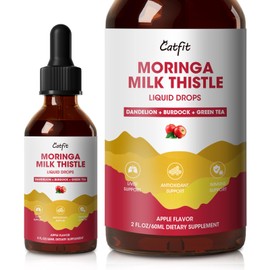 Milk Thistle Liver Detox Drops Apple Flavor – Liver Cleanse Detox & Repair with Moringa, Dandelion, Burdock & Green Tea – Herbal Liquid Supplement for Liver Support & Liver Health, Vegan, 2 Fl Oz