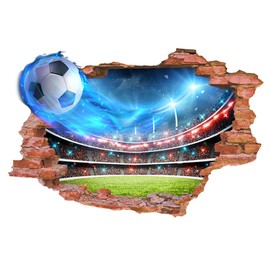 YunBey Football Wallpaper for Boys Bedroom 3D Football Wall Stickers Large Boys Wall Stickers Football Wall Decals for Kids Teens Living Room Playroom Classroom (70×50CM)