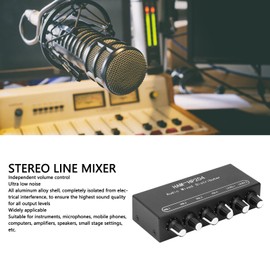 VBESTLIFE Stereo Mixer Splitter 6 Channels 3.5mm HiFi Audio Mixer Headphone Amplifier Switch Splitter 2 in 4 Out Mixer Controller Audio Headphone Stereo Amplifier