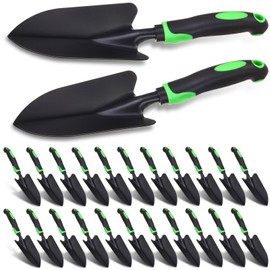 Yaocom 24 Pcs Garden Shovel Aluminum Alloy Heavy Duty Trowel Garden Tool Small Shovels for Digging Metal Hand Trowel Spade with Soft TPR Handle for Lawn Yard Farm Home Shop Planting (Green Black)