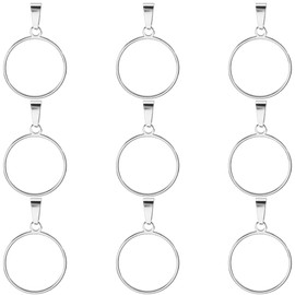 SOFPLATE 1 Box 18Pcs Small Open Bezel Charms Open Circle Charms Hollow 20mm Round 304 Stainless Steel Frame Silver Epoxy Resin Pendant Findings for Jewellery Making Charms Bracelet Earrings DIY Crafts