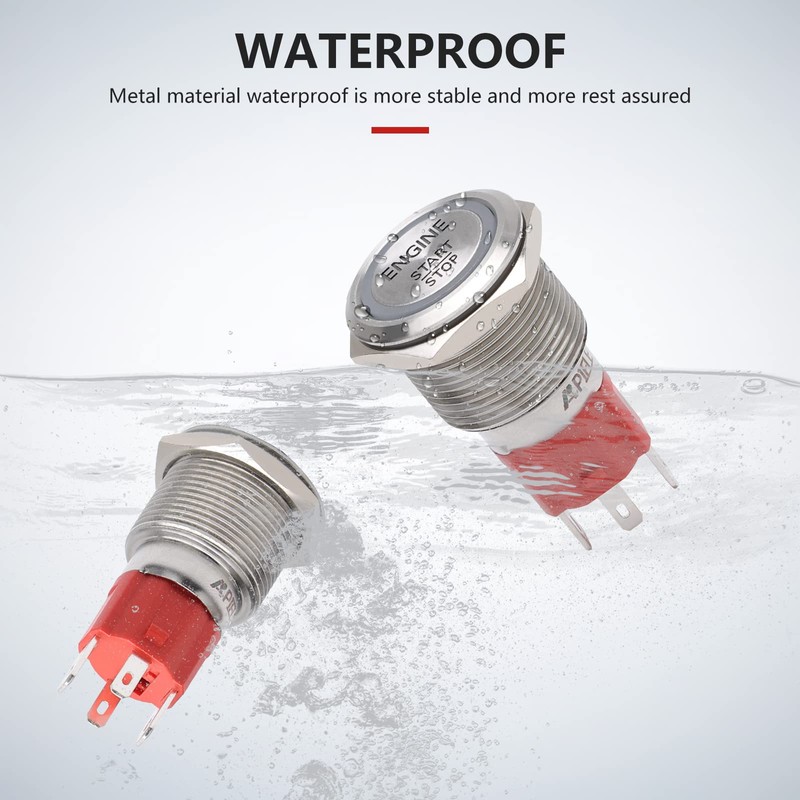 APIELE Push Start Ignition Switch, Off-(ON) Instant Engine Start Push