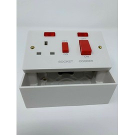 Mr Gadget's Solutions* 45 AMP Double Pole Cooker Socket/Switch with NEON with 47MM BACKBOX