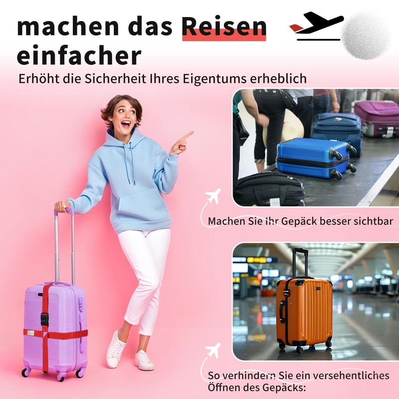 Cross Suitcase Strap with Combination Lock, Eye-catching Suitcase Strap with