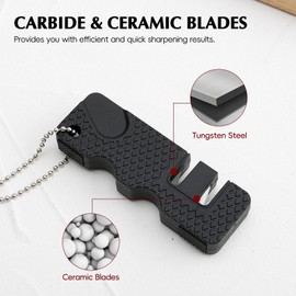 TECHPLUS Pocket Knife Sharpener 5 Sets – Knife Sharpening Tool Whetstone, Sharpening Stone for Kitchen, Outdoor Camping Hunting Hiking – Portable Carbide Ceramic Blade Sharpener