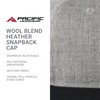 Pacific Headwear Standard Wool Blend Snapback Cap, Light Heather/Black