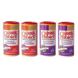 Cajun's Choice Seasoning Variety Pack: Creole Seasoning 3.8 oz (2) + Blackened Seasoning 2.75 oz (2) Cajun's Choice Louisiana Foods