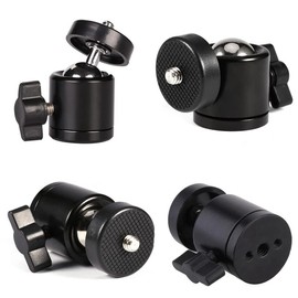 Walway Aluminum Alloy 360 Degree Hot Shoe Mount Adapter 1/4'' Mini Ball Head Screw Tripod Mount for Cameras, Camcorders, Smart Phone, Gopro, LED Video Light, Microphone (W-ZJ0043)