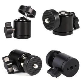 Walway Aluminum Alloy 360 Degree Hot Shoe Mount Adapter 1/4'' Mini Ball Head Screw Tripod Mount for Cameras, Camcorders, Smart Phone, Gopro, LED Video Light, Microphone (W-ZJ0043)