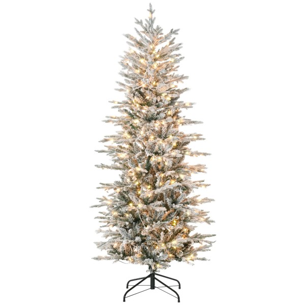 UIRIO 6' Pre Lit Artificial Flocked Christmas Trees with Snow
