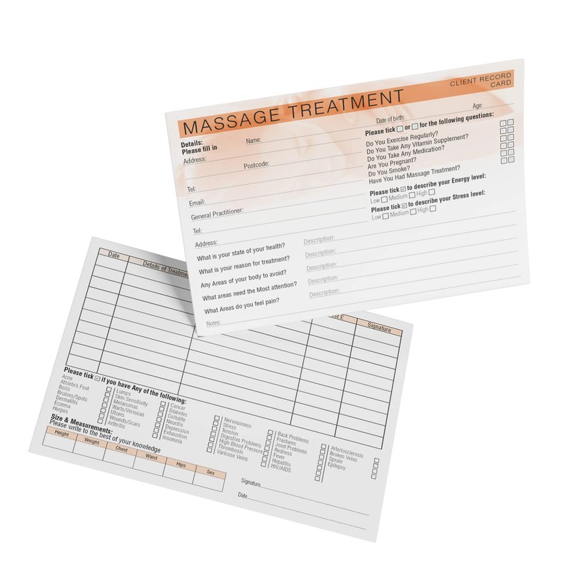 Massage Client Record Card - Treatment Consultation Form for Mobile