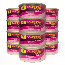 Can Air Freshener and Odor Neutralizer by California Scents, Set of 12 Spillproof Cans for Home and Car, Coronado Cherry, 1.5 Oz Each