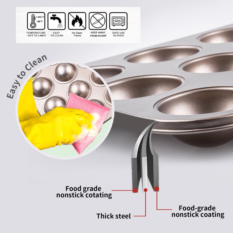 Yomvzake Donut Hole Baking Pan Set of 2, Mini Round