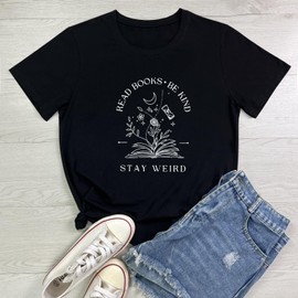 BLACKOO Women Stay Weird Graphic Tees Casual Clothes Black XX-Large