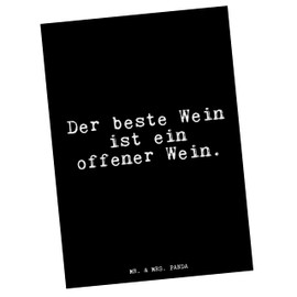 Mr. & Mrs. Panda Postcard "Der beste Wein ist..." [German Language] Gift, Wine Drinker, Funny Saying, Wine Gift, Postcards, Saying Gifts, Quotes