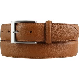 BELTINGER Italian Suit Belt 35mm Wide Mens Suit Belt Trouser Belt Textured Leather Buckle Silver, Tabac Silver