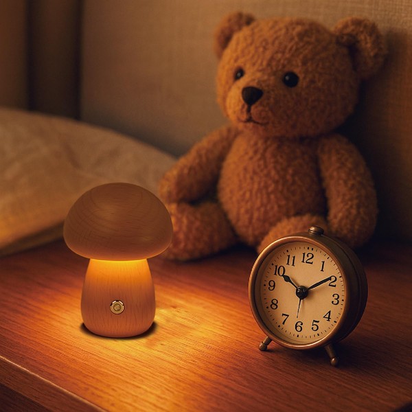 SAKSIAPRO Mushroom Lamp, Rechargeable Touch Control Mushroom Night Light, Portable