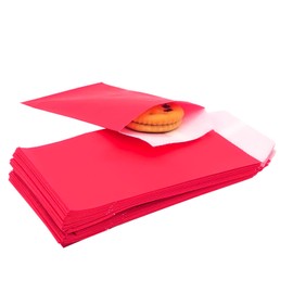 Amsthow Flat Paper Treat Bag Red Greaseproof Bakery Glassine Cookie Paper Bags 3.15 x 5.12-inch Small Wax Treat Bags for Cookies Candies Chocolate Pastries Snacks (100Pcs Red)