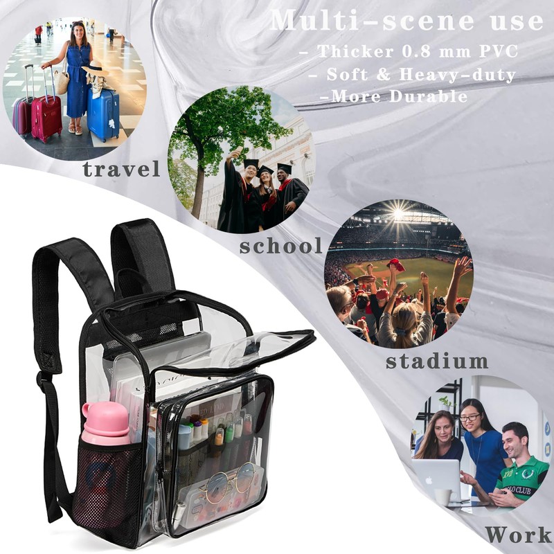 KUI WAN Clear Backpack, Extra Large Transparent Bookbag for School
