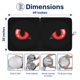 GENANY Evil Eyes Movie Windshield Sun Shade for Car SUV Truck (69x35 Inches), Automobile Sunshade, Protector Blocks UV, Car Accessories
